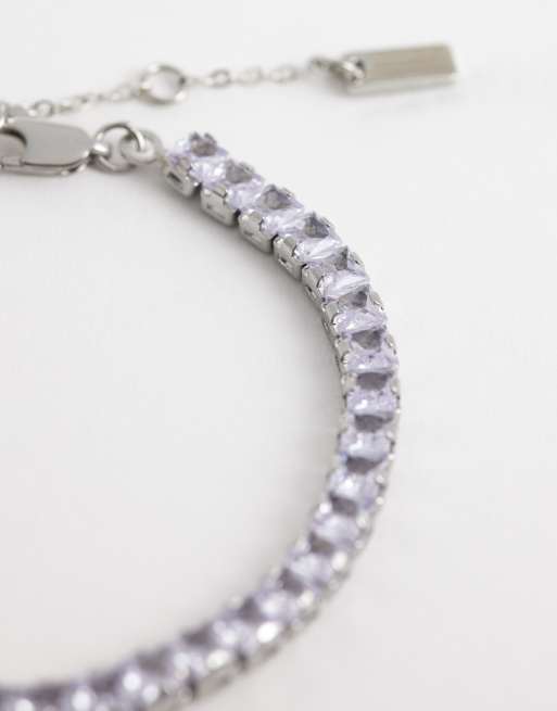 ASOS DESIGN - Bracciale tennis squadrato argentato con zirconia cubica, 2 di 3
