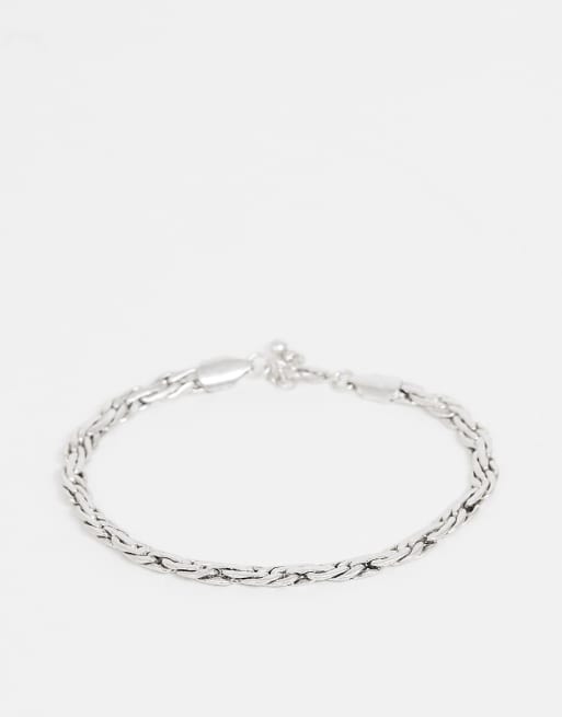 ASOS DESIGN - Bracciale vintage con catena piatta argento brunito