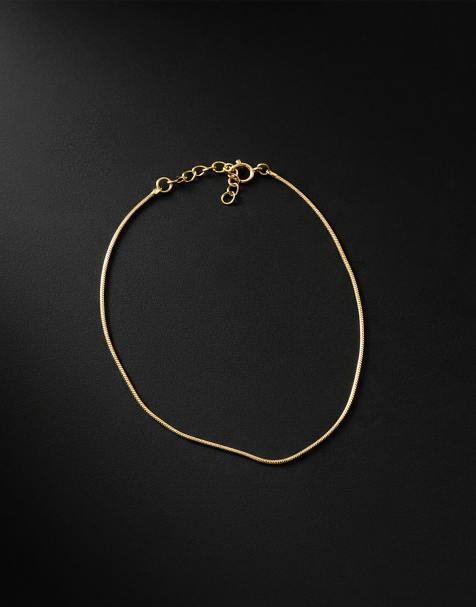 ASOS DESIGN - Braccialetto con catena snake in argento sterling dorato - view 1