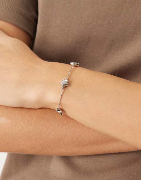 ASOS DESIGN - Braccialetto dell'amicizia argentato con design con stelle bombate - view 1