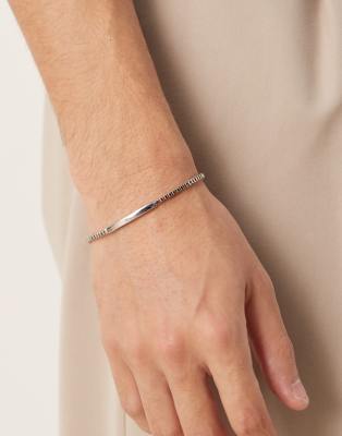 ASOS DESIGN - Bracelet à maillons carrés avec barre - Argenté
