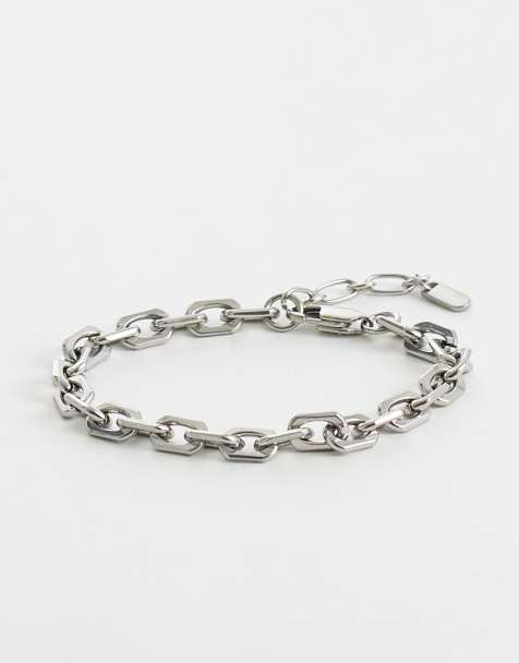 ASOS DESIGN - Bracelet à maillons carrés en acier inoxydable étanche - Argenté - view 1