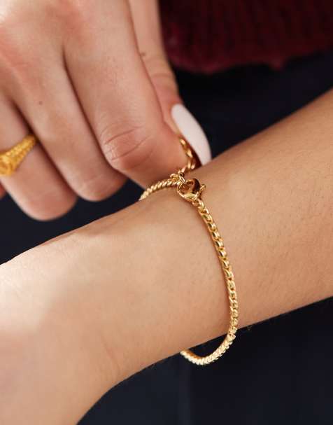ASOS DESIGN - Bracelet à maillons fins en plaqué or 14 carats - view 1
