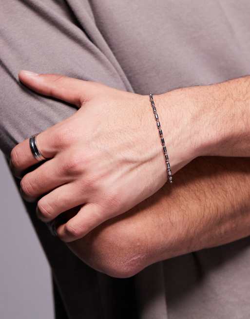 ASOS DESIGN - Bracelet à maillons ovales effet boule en acier inoxydable imperméable - Argenté