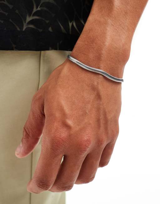 ASOS DESIGN - Bracelet à maillons plats en acier inoxydable imperméable - Argenté