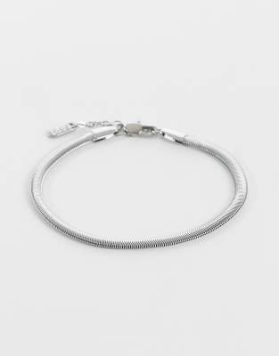 ASOS DESIGN - Bracelet à maillons plats en acier inoxydable imperméable - Argenté