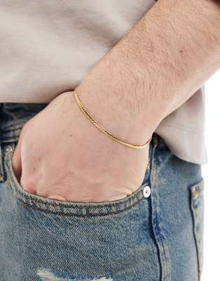 ASOS DESIGN - Bracelet à maillons plats en argent massif plaqué or-Doré