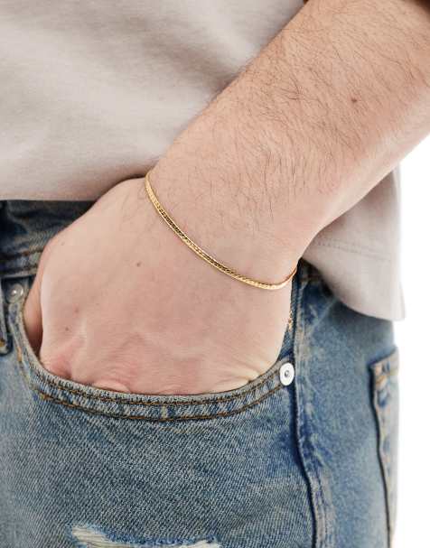 ASOS DESIGN - Bracelet à maillons plats en argent massif plaqué or - view 1
