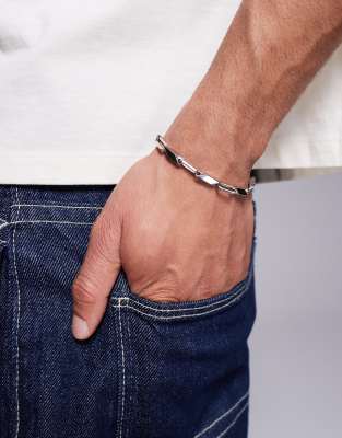ASOS DESIGN - Bracelet à maillons rectangulaires en acier inoxydable étanche - Argenté