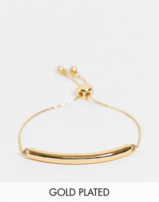 ASOS DESIGN - Bracelet à traverse en plaqué or 14 carats avec barrette minimaliste | ASOS