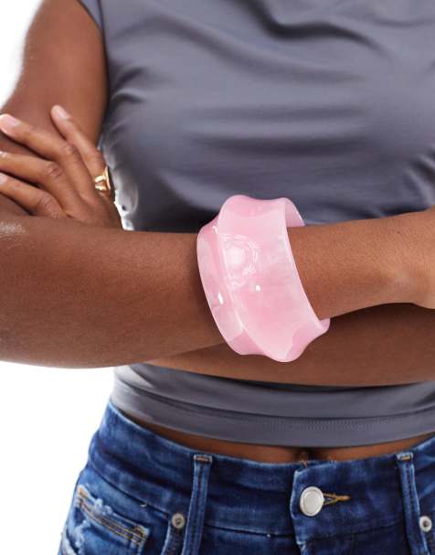 ASOS DESIGN - Bracelet abstrait en résine - Rose - view 1