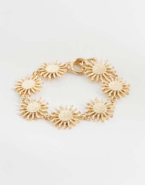 ASOS DESIGN - Bracelet avec barre en T et petit motif soleil - Doré - view 1