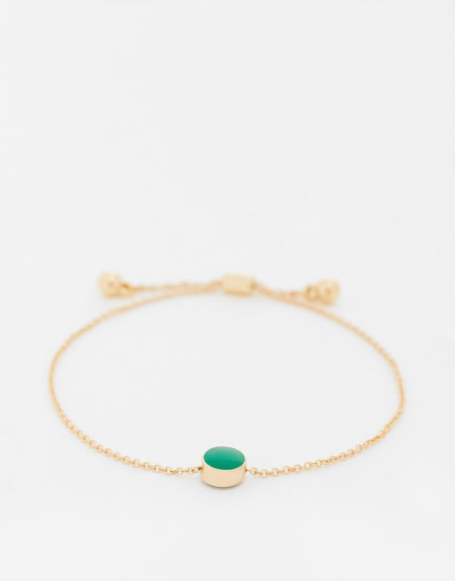 ASOS DESIGN - Bracelet avec breloque ronde en émail vert - Doré