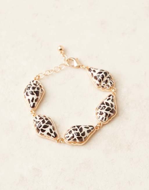 ASOS DESIGN - Bracelet avec breloques coquillages fantaisie peintes - Doré, 2 de 3