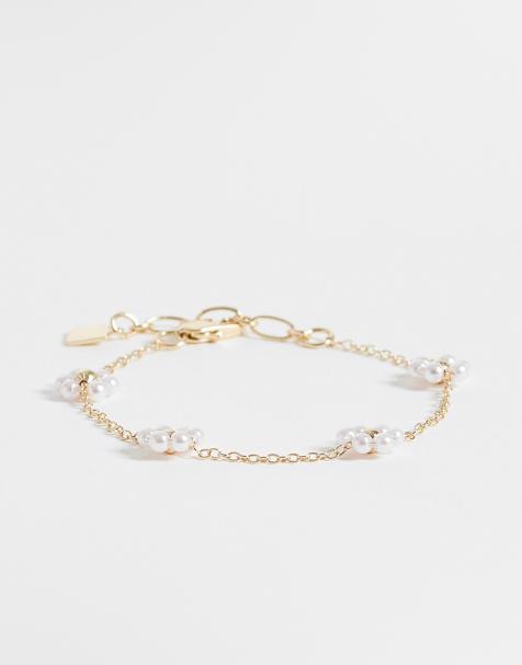 ASOS DESIGN - Bracelet avec fleurs en perles fantaisie - Doré - view 1