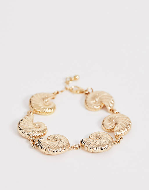 ASOS DESIGN - Bracelet avec pendentifs coquillage - Doré