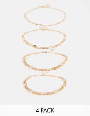 ASOS DESIGN - Lot de bracelets chaîne - Doré Doré