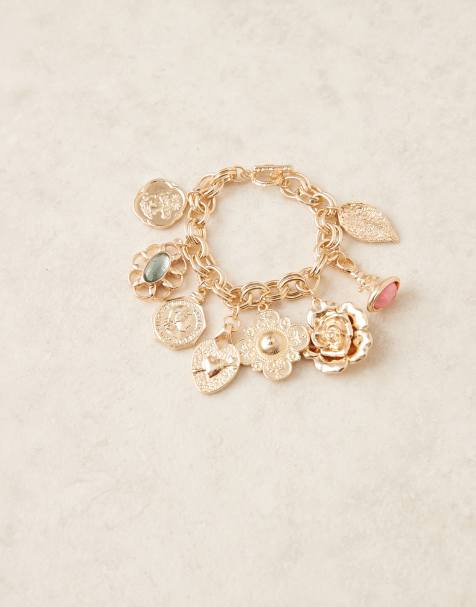 ASOS DESIGN - Bracelet chaîne à breloques variées - Doré - view 1