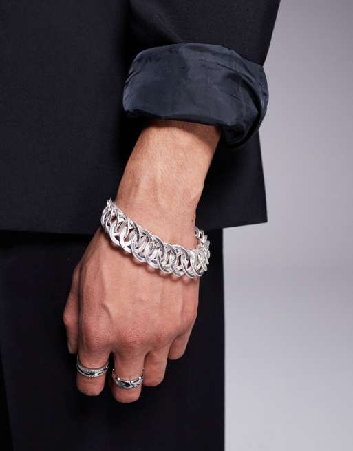 ASOS DESIGN - Bracelet chaîne à maillons texturés - Argenté