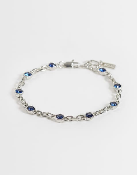 ASOS DESIGN bracelet chaîne avec pierre imitation saphir argenté - view 1
