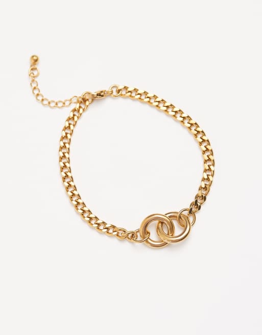 ASOS DESIGN - Bracelet chaîne double cercle résistant à l'eau en acier inoxydable - Doré  , 2 de 3