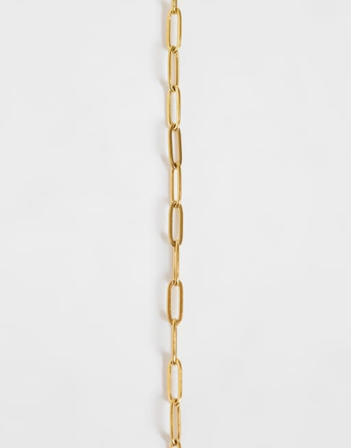 ASOS DESIGN bracelet chaîne maille papier à breloques en acier inoxydable aspect doré avec pochette cadeau, 3 de 3