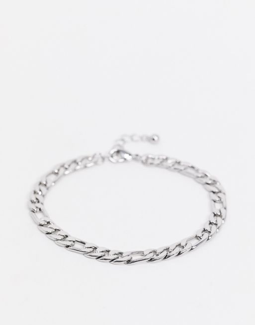 ASOS DESIGN - Bracelet chaîne mi-épais 6 mm en maille alternée - Argenté