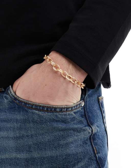 ASOS DESIGN - Bracelet chaîne texturé - Doré  , 2 de 3