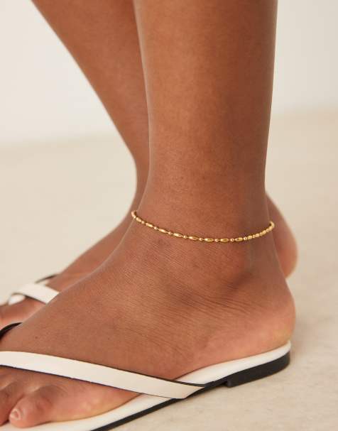 ASOS DESIGN - Bracelet cheville en acier inoxydable - Doré - view 1