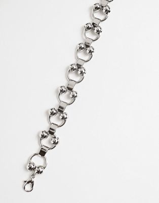 ASOS DESIGN chunky chain bracelet with ball detail in silver tone - ASOS Price Checker