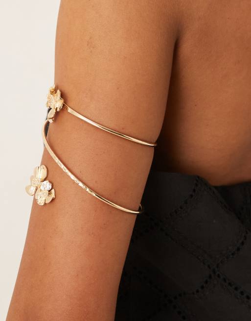 ASOS DESIGN - Bracelet de bras enveloppant à détails fleurs - Doré, 3 de 3