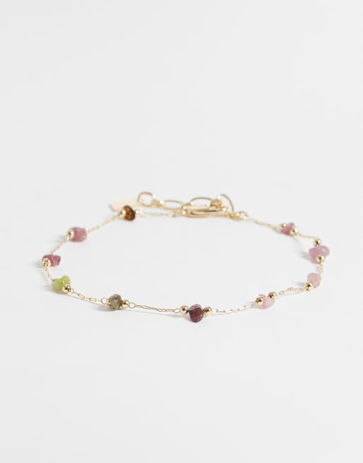 ASOS DESIGN - Bracelet de cheville à breloques multicolores - Doré