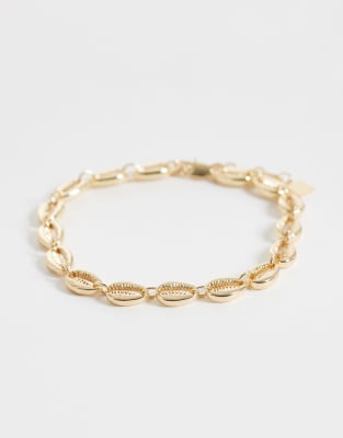ASOS DESIGN - Bracelet de cheville à coquillages fantaisie - Doré