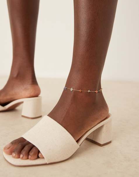 ASOS DESIGN - Bracelet de cheville avec éclats de pierres semi-précieuses - Doré - view 1