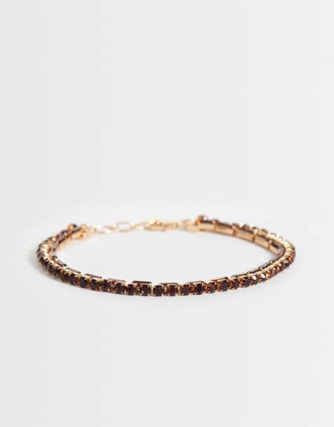 ASOS DESIGN bracelet de cheville double rang avec chaîne de cristaux ambrés - view 1