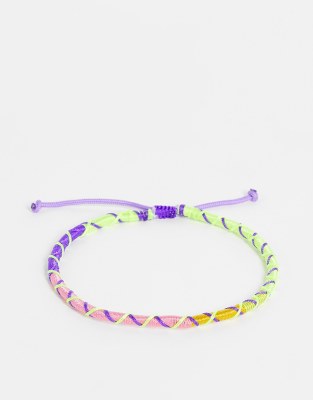 ASOS DESIGN - Bracelet de cheville en cordon croisé - Multicolore