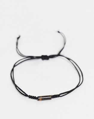 ASOS DESIGN - Bracelet de cheville style festival en cordon avec pierre œil de tigre - Noir | ASOS