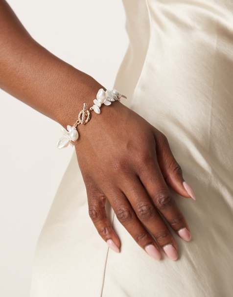 ASOS DESIGN - Bracelet de perles fantaisie avec barre en T - Doré - view 1