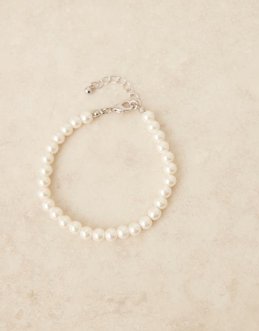 ASOS DESIGN - Bracelet de soirée avec perles fantaisie 6 mm - Blanc, 2 de 3