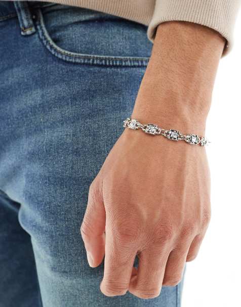 ASOS DESIGN - Bracelet effet moucheté avec cristaux - Argenté - view 1