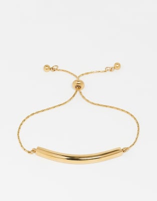 ASOS DESIGN - Bracelet en acier inoxydable avec détail cordon de serrage avec pochette cadeau - Doré