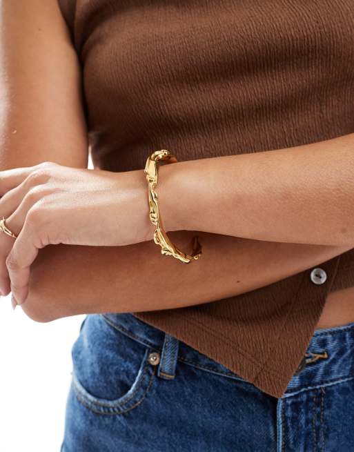 ASOS DESIGN - Bracelet en acier inoxydable étanche avec détail texturé effet fondu - Doré, 3 de 3