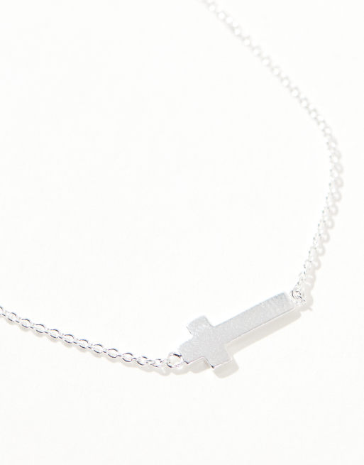 ASOS DESIGN - Bracelet en argent massif avec détail croix - Argenté, 2 de 4