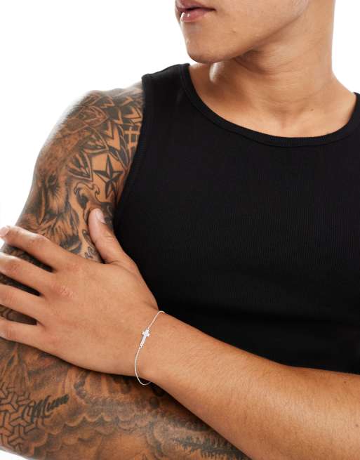 ASOS DESIGN - Bracelet en argent massif avec détail croix - Argenté, 4 de 4