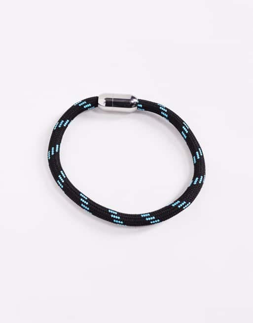 ASOS DESIGN - Bracelet en cordon avec fermoir à clip - Noir/bleu