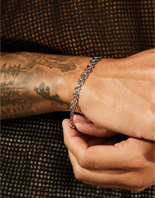 ASOS DESIGN - Bracelet étanche en acier inoxydable poli avec maillons plats - Argenté