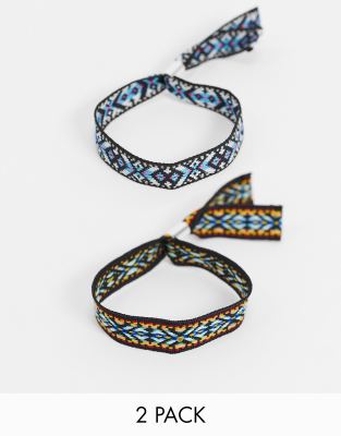 ASOS DESIGN - Lot de bracelets en tissu - Noir-Multi Multi