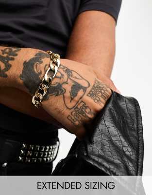 ASOS DESIGN large curb bracelet in gold tone - ASOS Price Checker