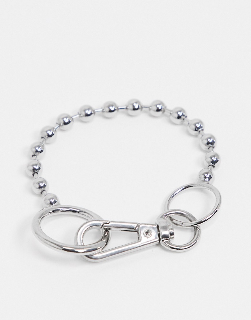 ASOS DESIGN bracelet in ball chain with hardware clasp in silver tone