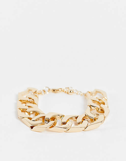 ASOS DESIGN bracelet in gold 18mm chain